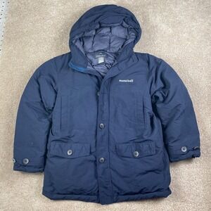 Mont-bell Down‎ Husky Coat Kids 150 Parka Navy Blue Puffer Hooded 1101515